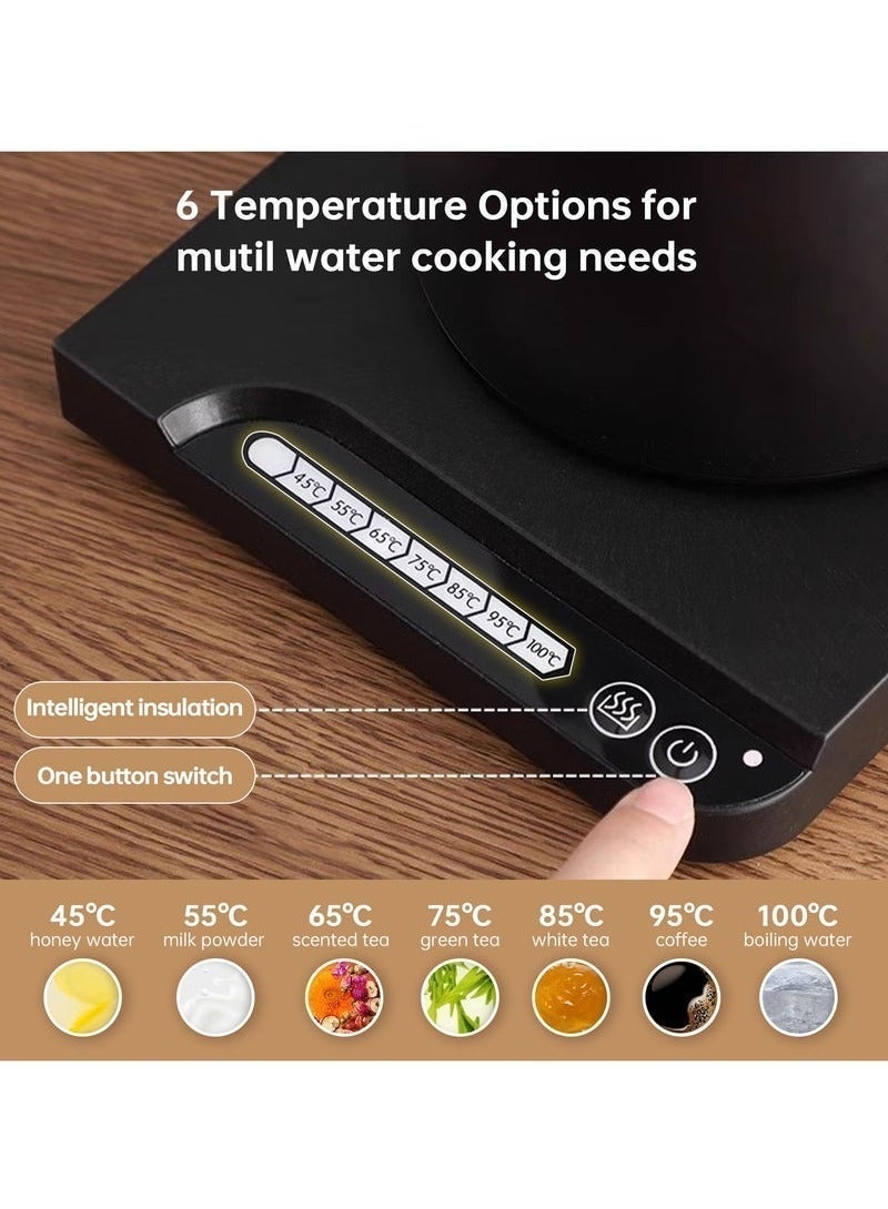 DSP Electric Gooseneck Kettle 1000ML 1000W Power with MultipleTemperature Settings Suitable for Hand Pour Kettle and Tea 304 Stainless Steel with Size 02 V60 Coffee Paper Filter White 20pcs for Home Office Restaurant - Image 4